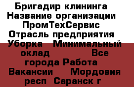 Бригадир клининга › Название организации ­ ПромТехСервис › Отрасль предприятия ­ Уборка › Минимальный оклад ­ 30 000 - Все города Работа » Вакансии   . Мордовия респ.,Саранск г.